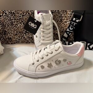 G by Guess white and pink embellished sneakers
